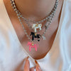 White Black Green Blue Pink Color Enamel Colt Horse Pendant Necklaces for Women Silver Plated Alloy Beads Chain Chokers - Image 3
