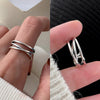 Retro Simplicity Silver Adjustable Double-layer Crossed Irregularly Line Ring for Women Girl Jewelry Accessory Gift - Image 7