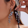 Unique Enamel Skeleton Dangle Earrings for Women Rhinestone Spider Earrings Halloween Party Jewelry Gift - Image 3