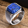Stylish Square Stone Signet Rings for Men, Stainless Steel Metal Finger Ring Party Gift Jewelry - Image 6