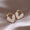 Light Unique Love lmitation Pearl Earrings Heart Hoop Earring for Women Wedding Prom Metaljewelry Jewe - Image 1