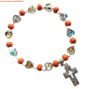 Cross Charm Beaded Stretch Bracelet in Multiple Colors - Image 12