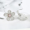 Sparkling Zirconia Clip on Earrings for Women Flower Non Pierced Ear Clips Bridal Party Jewelry - Image 5