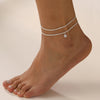 Double Layer Cubic Zirconia Pendant Anklet in Silver-Tone - Image 4