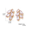Rose Gold Color Shining Cubic Zirconia Leaf Flower Stud Earrings for Women Copper Material Wedding Party Jewelry - Image 6