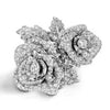Noble Lady Party Ring Rose Finger Jewelry for Women Shiny Zirconia Flower Accessories for Anniversary - Image 3