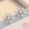 Women's Silver Jewelry Crystal Zircon Snowflake Stud Earrings - Image 1