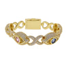 Iced Out Colorful Eye Infinity Link Bracelet for Men Rose Gold Color Cubic Zirconia Cuban Chain Hip Hop Jewelry - Image 3