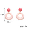 Pink Color Hollow Round Dangle Earrings for Women Irregular Circle Pendants Acrylic Bohemain Wedding Ear Jewelry - Image 2