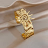 316L Stainless Steel Sunflower Open Cuff Bangles Bracelet Punk Y2K Gold Plated Charms Jewelry Women's Men Gifts - Image 8