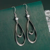 Silver Double Hollow Water Drop Earrings Ladies Party Wedding Jewelry Accessories - Image 2