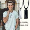 Mens Stylish Geometric Rectangle Pendant Necklace,Stainless Steel Length Adjustable Box Chain, Male Jewelry Gift - Image 2