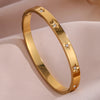 Yupsk 2pcs Star Design Stainless Steel Open Bracelet Shiny Cubic Zirconia Decorated Cuff Bangle Colorfast Jewelry Gift - Image 8