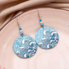 Beach Vacation Style Geometric Round Blue Waves Acrylic Earrings For Women Elegant Casual Charming Ladies Party Jewelry - Image 1