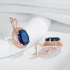 Oval Blue Zircon Drop Earrings for Women Rose Gold Color Ethnic Bridal Daily Jewelry - Image 5