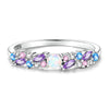 Silver Sparkling Ice-Blue Purple Opal Ring For Women Girls Jewelry Birthday Anniversary Gifts - Image 1