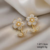 Flower Hanging Earrings for Women Pink White Color Translucent Petals Crystal Imitation Pearl Female Dangle Earrings - Image 8