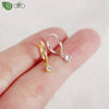 Silver Needle Geometric Pendant Gold Earrings CZ Delicate Hoop Earrings for Women Wedding High Jewelry Gifts - Image 3