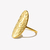 Minimailst Style Oval Hammer Pattern Opening Ring Gold Plated Stainless Steel Party Statement Jewelry - Image 5