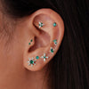 Tiny Green Crystal Stainless Steel Cartilage Stud Earrings 2 Pieces - Image 2