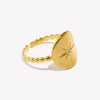 Minimalist Stainless Steel Shiny North Star Signet Ring Basic Beads Texture Band Gold Plated Index Ring - Image 4