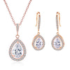 Cubic Zirconia Water Drop Dangle Earrings Bridal Wedding Party Jewelry Set Gift - Image 7