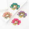 Pearl Accent Peony Flower Brooch with Rhinestone Details - Image 4