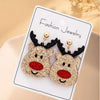 1 Pair Cute Sparkling Reindeer Design Jewelry Earrings For Women, Holiday Party Gift - Image 3