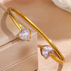 Yupsk Gold Plated Stainless Steel Heart Shape Zirconia Open Bracelet for Women Sparkling Zircon Valentine's Day Gift - Image 4