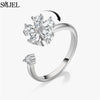 Rose Flower Rotating Ring For Women Spinner Fidgets Heart Charm Adjustable Open Rings Star Moon - Image 30
