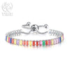 Noble Silver Bracelet Chain Color Crystal Hand Jewelry For Women Charm Wedding Gift Party 18cm - Image 12