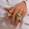 Ingemark Boho Colorful Crystal Open Rings for Women Men Wed Bridal Geometric Metal Knuckle Ring Daily Jewelry Accessories Gift - Image 3