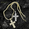 Hip Hop Cross Pendant Necklace Men 4mm Rhinestone Tennis Chain Iced Sparkling Necklace Women Punk Jewelry Gift - Image 1