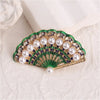 Gold-Plated and Pearl-Inlaid Elegant Retro Fan-Shaped Brooch and Stylish Women Coat Brooch - Image 3