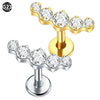 1/5PCS Titanium 5 CZ Cluster Climber Stud Earrings 16G Daith Helix Tragus Cartilage Lobe Piercings Flatback Labret Stud Jewelry - Image 6