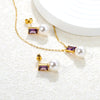Purple Cubic Zirconia Imitaiton Pearl Pendants Earring Sets For Women Stainless Steel Chain Necklace Jewelry Sets - Image 4