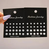Twelve-Pair Round Stone Stud Earrings Set in Silver-Tone - Image 4