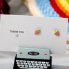 Multicolor Small Dot Cute Strawberry Ceramic Earrings with Anti allergic Pin Handmade and - Image 6