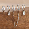 4PCS Stainless Steel Long Chain Pendant Earrings Set for Woman Little Huggies Hoop Earrings Cartilage Piercing Jewelry - Image 6