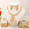 Dubai Gold Plated Jewelry Sets Women Middle East Necklace Zircon Pendant Bracelet Earrings Ring Wedding African Bridal - Image 1