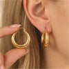 Large Stainless Steel Circle Hoop Earrings in Gold-Tone or Silver-Tone - Image 1