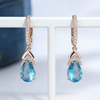 Blue Stone Long Dangle Earrings For Women Rose Gold Color Unique Zircon JEwelry Accessories - Image 2