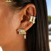 Claws CZ Stud Earrings for Women Gold Color Cubic Zirconia Climber Earrings Lady Ear Cuffs Jewelry - Image 1