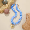 Colorful Acrylic Bead Choker Necklace with Heart Pendant - Image 39