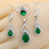 Sky Blue Water Drop Zirconia Silver Jewelry Sets for Women Earrings Necklace Pendant Ring Bracelet Wedding Gift - Image 8