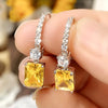 Simple and Elegant Square Cubic Zirconia Earrings Bling Yellow CZ Dangle Women Wedding Engagement Jewelry - Image 46