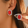 Hot Pink Crystal Clip Earrings For Women Jewelry Charm Geometric Shape Bridal Earrings Wedding Prom Jewelry Gifts - Image 14