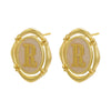 Enamel A-Z 26 Initial Letter Stud Earrings for Women Vintage Gold Plated Hollow Alphabet Oval Earrings Charm Jewelry - Image 23