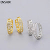 Enshir Gold Color Zircon Drop Hoop Earrings For Women Rock Punk Wedding Crystal Jewelry - Image 4