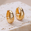 Gold Color Hoop Earrings for Women Oval Circle Stainless Steel Earrings Elegant Piercing Ear Jewelry - Image 1